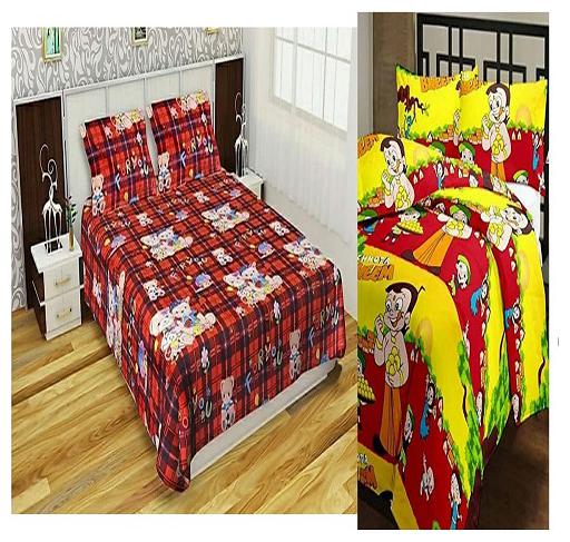 

Kohinoor Cotton Printed Double Size Bedsheet 150 TC ( 2 Bedsheet With 4 Pillow Covers Multi )