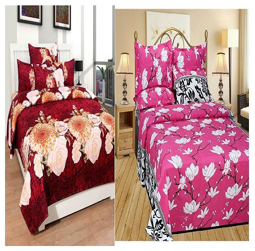 

Kohinoor Cotton Printed Double Size Bedsheet 120 TC ( 2 Bedsheet With 4 Pillow Covers Multi )