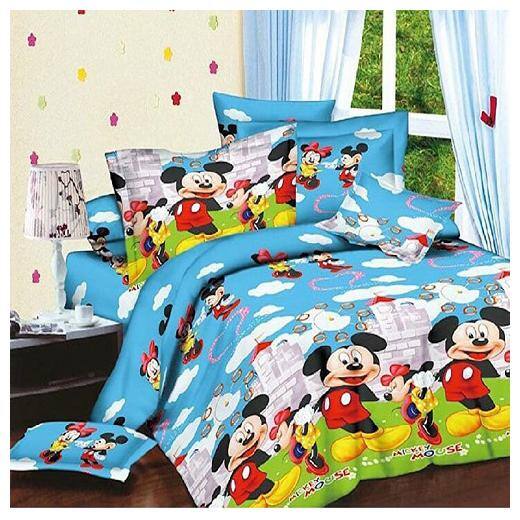 Kohinoor Microfiber Printed Double Size Bedsheet 104 TC ( 1 Bedsheet With 2 Pillow Covers , Multi )
