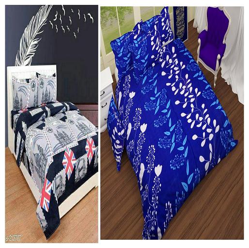 

Kohinoor Cotton Printed Double Size Bedsheet 120 TC ( 2 Bedsheet With 4 Pillow Covers Multi )