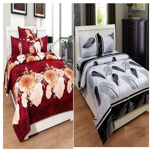 

Kohinoor Cotton Printed Double Size Bedsheet 120 TC ( 2 Bedsheet With 4 Pillow Covers Multi )