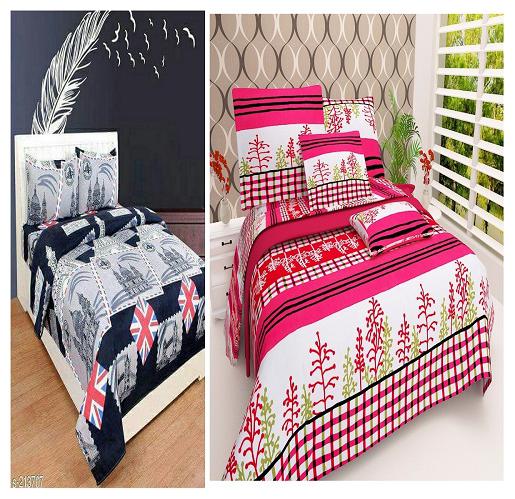 

Kohinoor Cotton Printed Double Size Bedsheet 120 TC ( 2 Bedsheet With 4 Pillow Covers Multi )