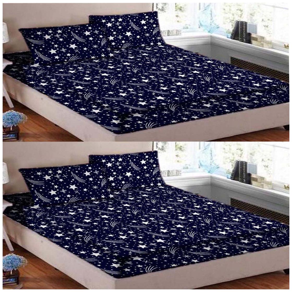 

Kohinoor Cotton Printed Double Size Bedsheet 150 TC ( 2 Bedsheet With 4 Pillow Covers Multi )