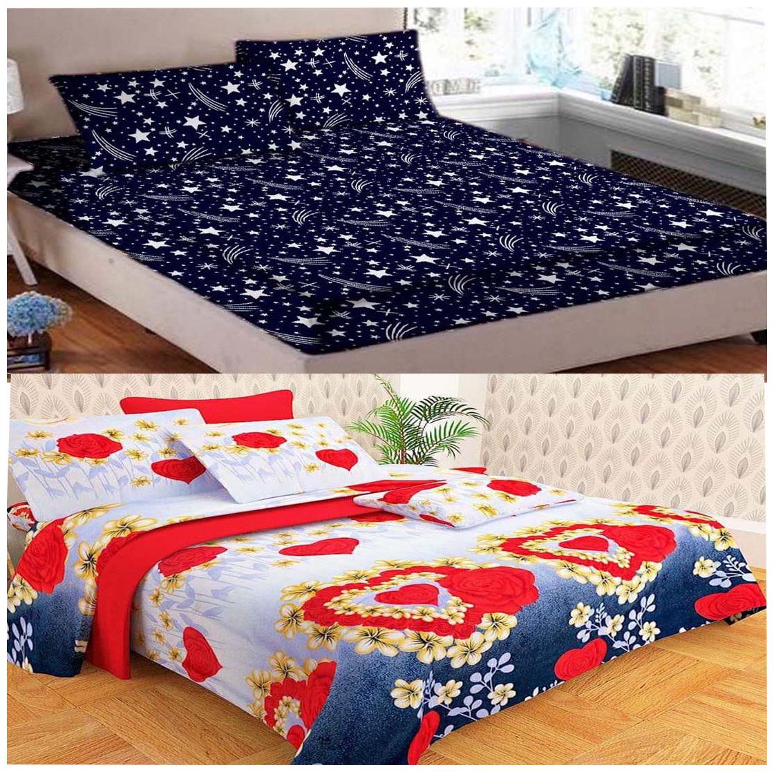 

Kohinoor Cotton Printed Double Size Bedsheet 150 TC ( 2 Bedsheet With 4 Pillow Covers Multi )