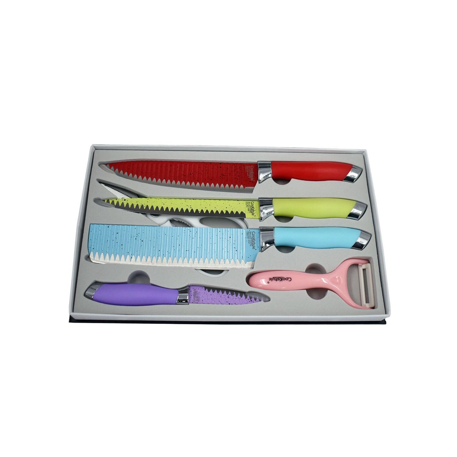 

Kookee Cookstyle Premium High Quality 5 pcs Non-Stick Coating Stainless Steel Sharp Knife Set Black