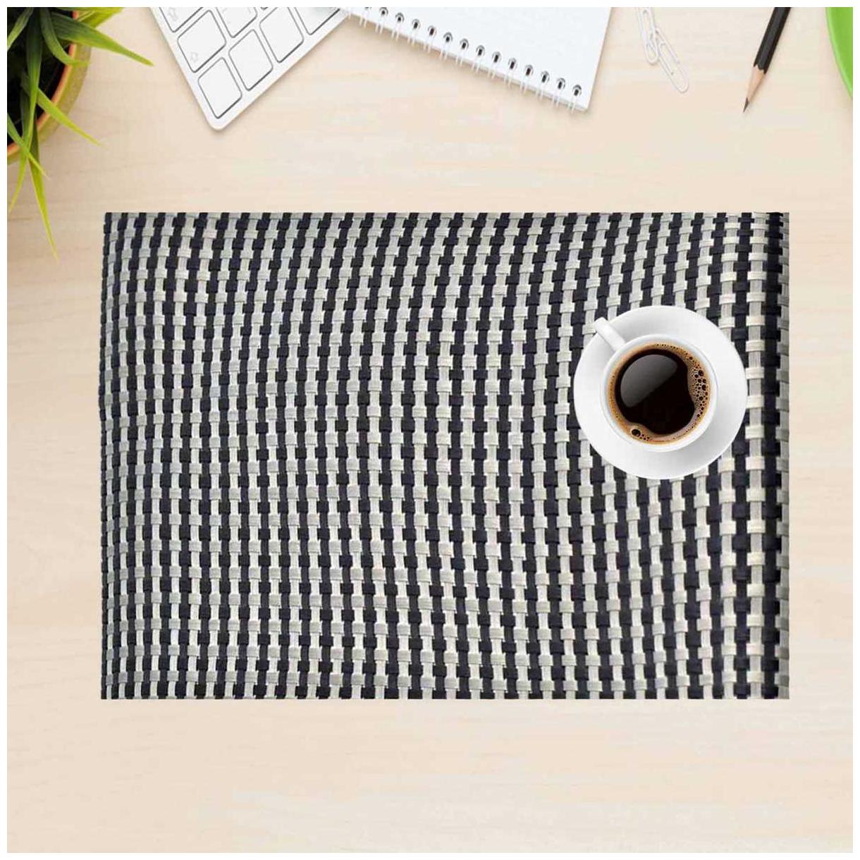 

Kookee Dining Table Placemat 6 Pieces- Black White