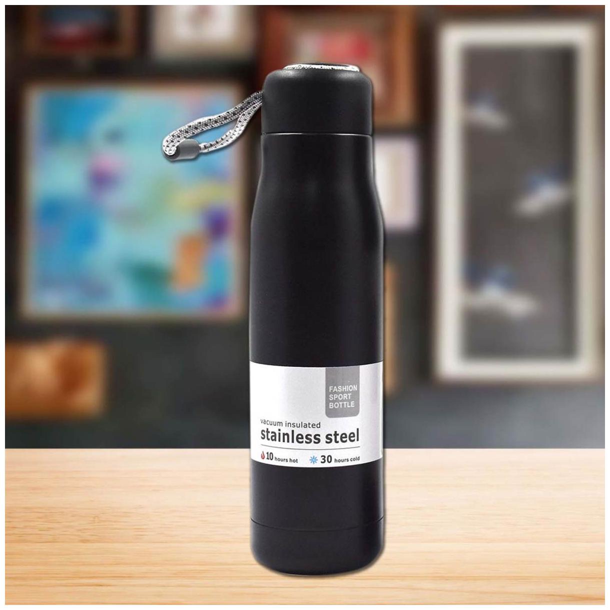 

Kookee Stainless Steel Black Water Bottle ( 500 ml Set of 1 )