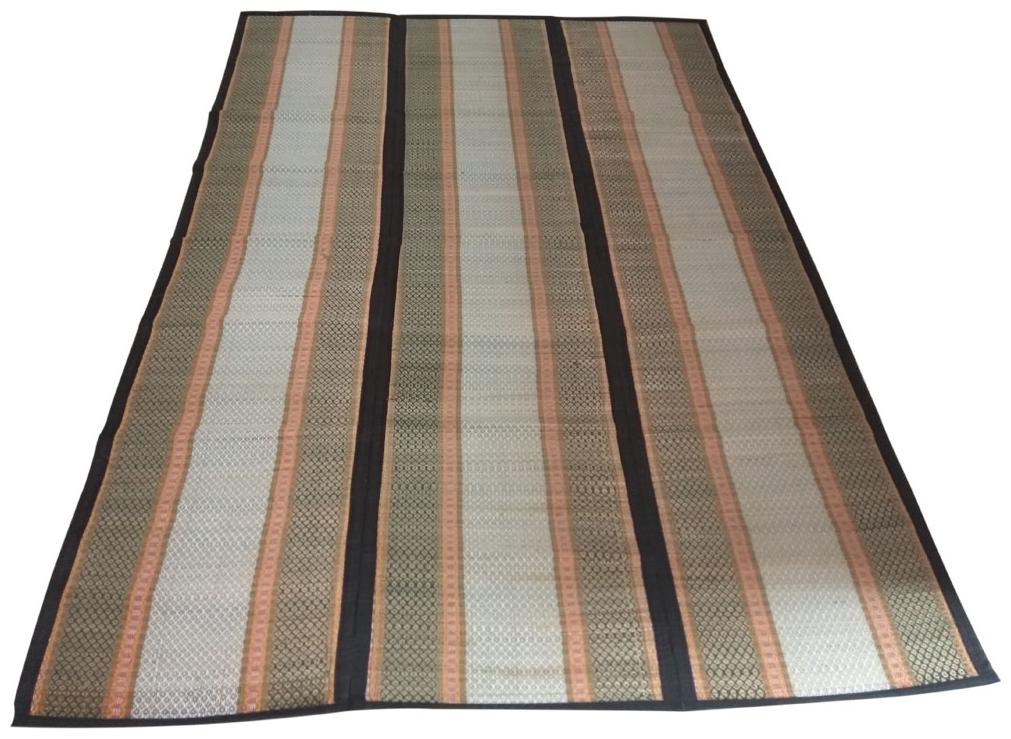 

Korai Grass River Grass Sedge with cotton Madurkathi Mats King Size ( Floor mat Sitting mats Yoga Mat (Black White)-(54inchX80inch) (203 2cmx137 16cm)