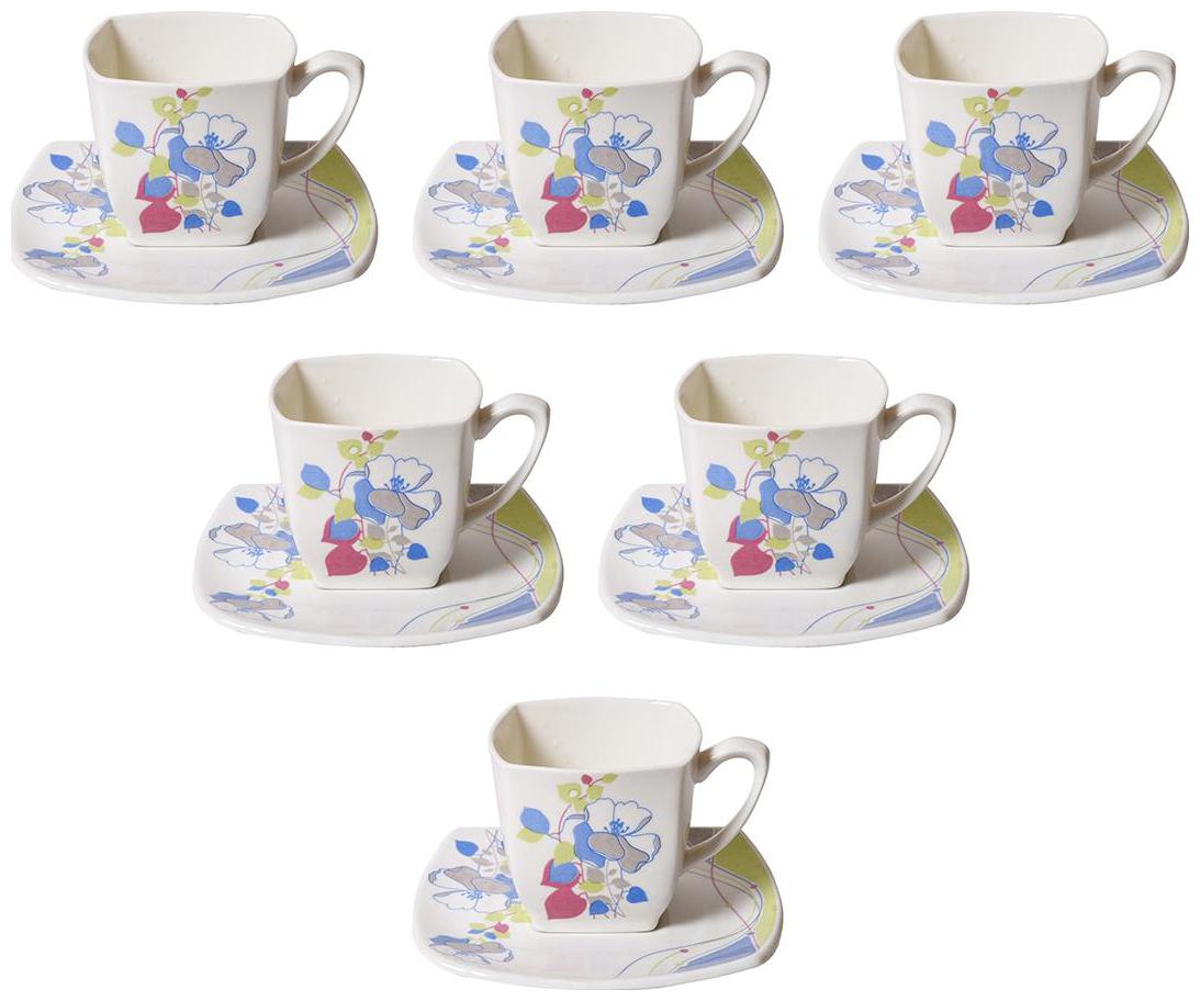 

Kraft Mania Ceramic Multi Color Cup Saucers Set Of 6