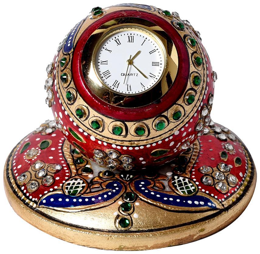 

KraftMania Wood Analog Table clock ( Set of 1 )