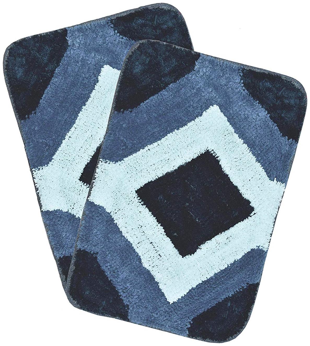 

Kridhay Natura Life Micro Fiber Set 100 Machine Washable and Super Soft bathmat (40 X 60 cms Set of 2 pcs Blue)