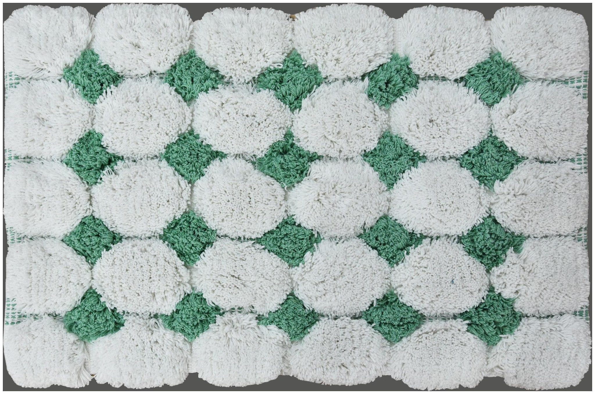 

Kridhay Natura Life Pom Pom 100 Cotton Machine Washable Soft bathmat (50X80 cms Green)