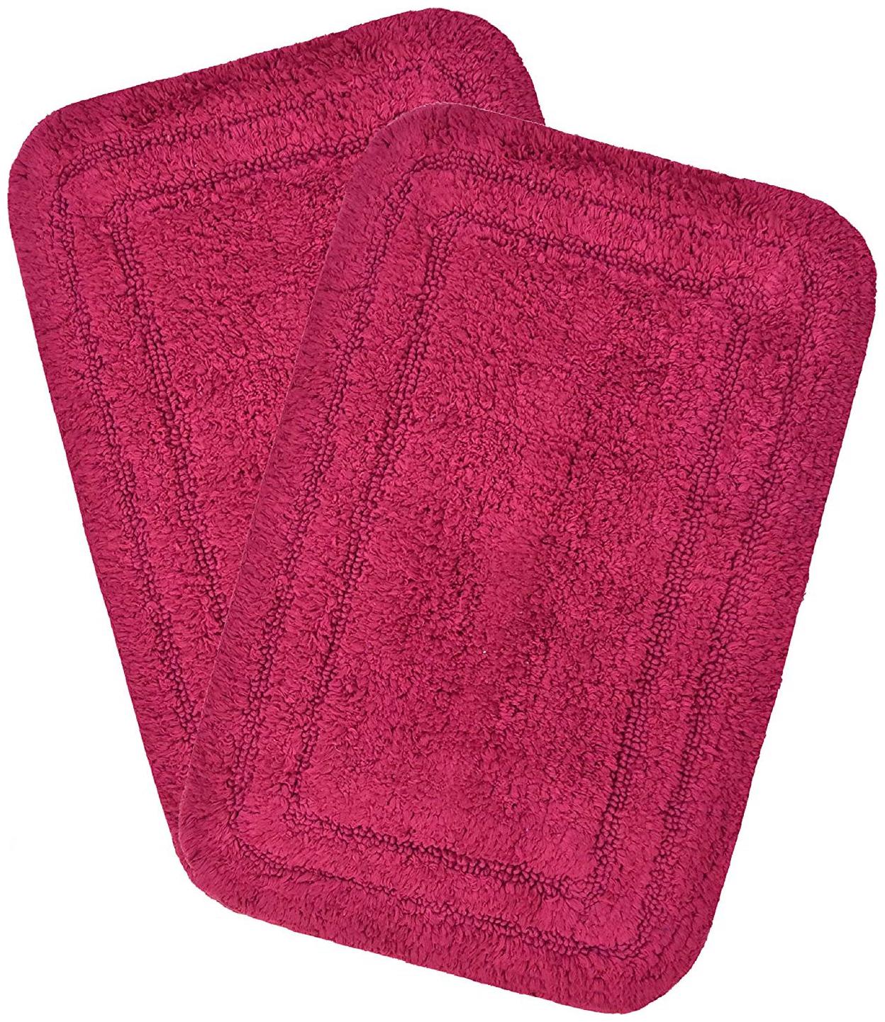 

Kridhay Natura Life Double Border Bathmat 100 Machine Washable Anti-Skid and Super Soft bathmat (30X45 Cms Set of 2 pcs Maroon)