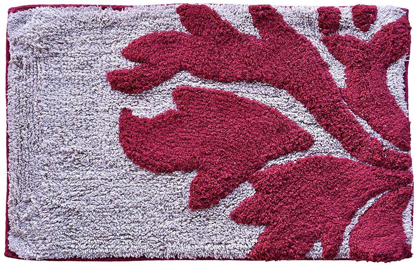 

Kridhay Natura Life Leaf Bathmat 100 Machine Washable and Super Soft Bathmat 40x60 cms Maroon