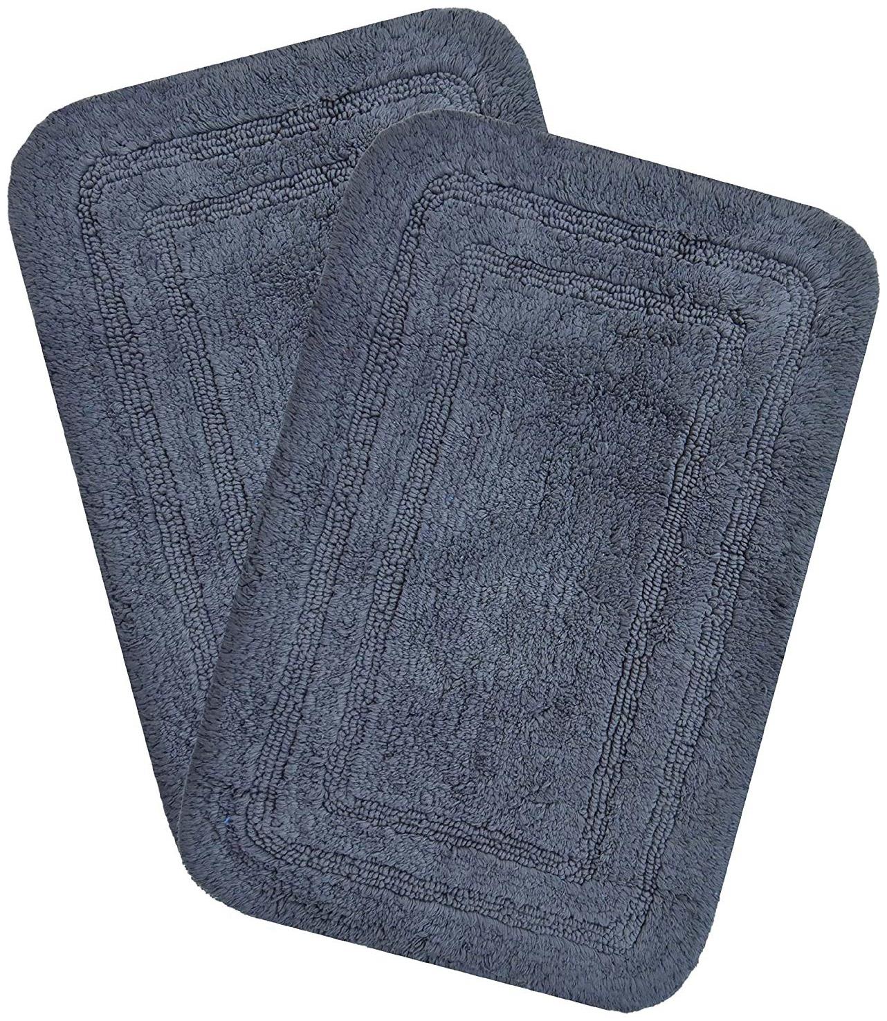 

Kridhay Natura Life Double Border Bathmat 100 Machine Washable Anti-Skid and Super Soft bathmat (30X45 Cms Set of 2 pcs Charcoal)