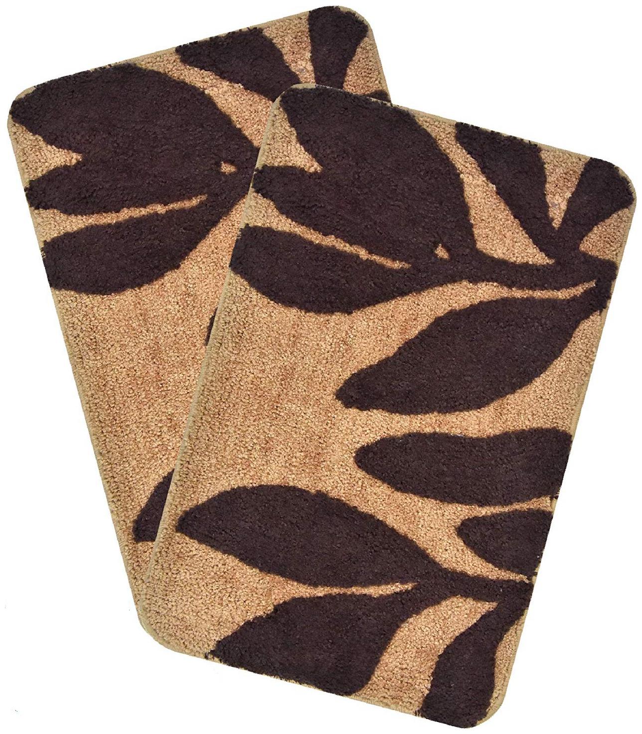 

Kridhay Natura Life Micro Leaf Bathmat 100 Machine Washable Anti-Skid and Super Soft bathmat (30X45 Cms Set of 2 pcs Brown)
