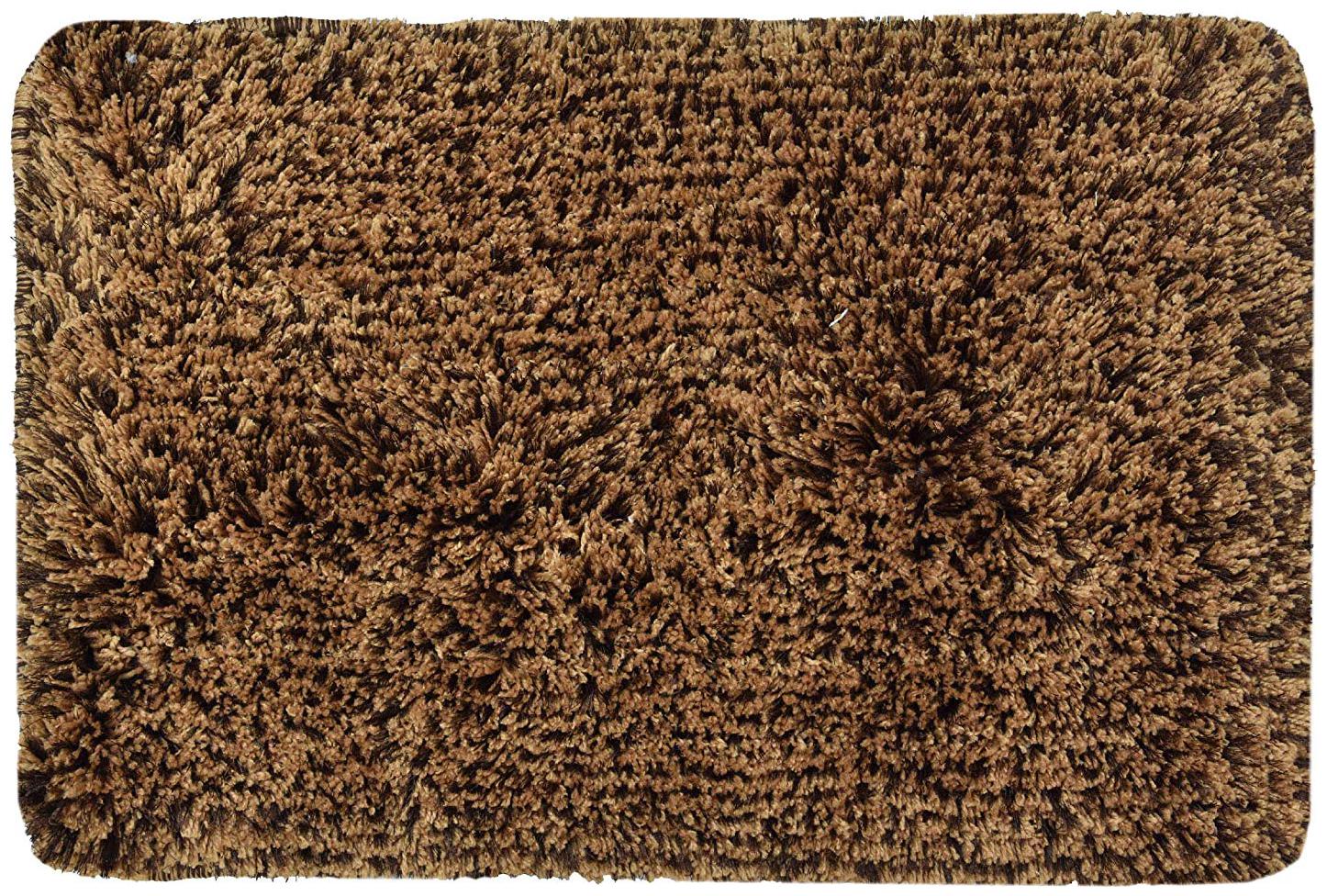

Kridhay Natura Life Micro Poly Shag Double Shade 100 Machine Washable Super Soft Bathmat and Anti Skid Bathmat (Brown and Chocolate)