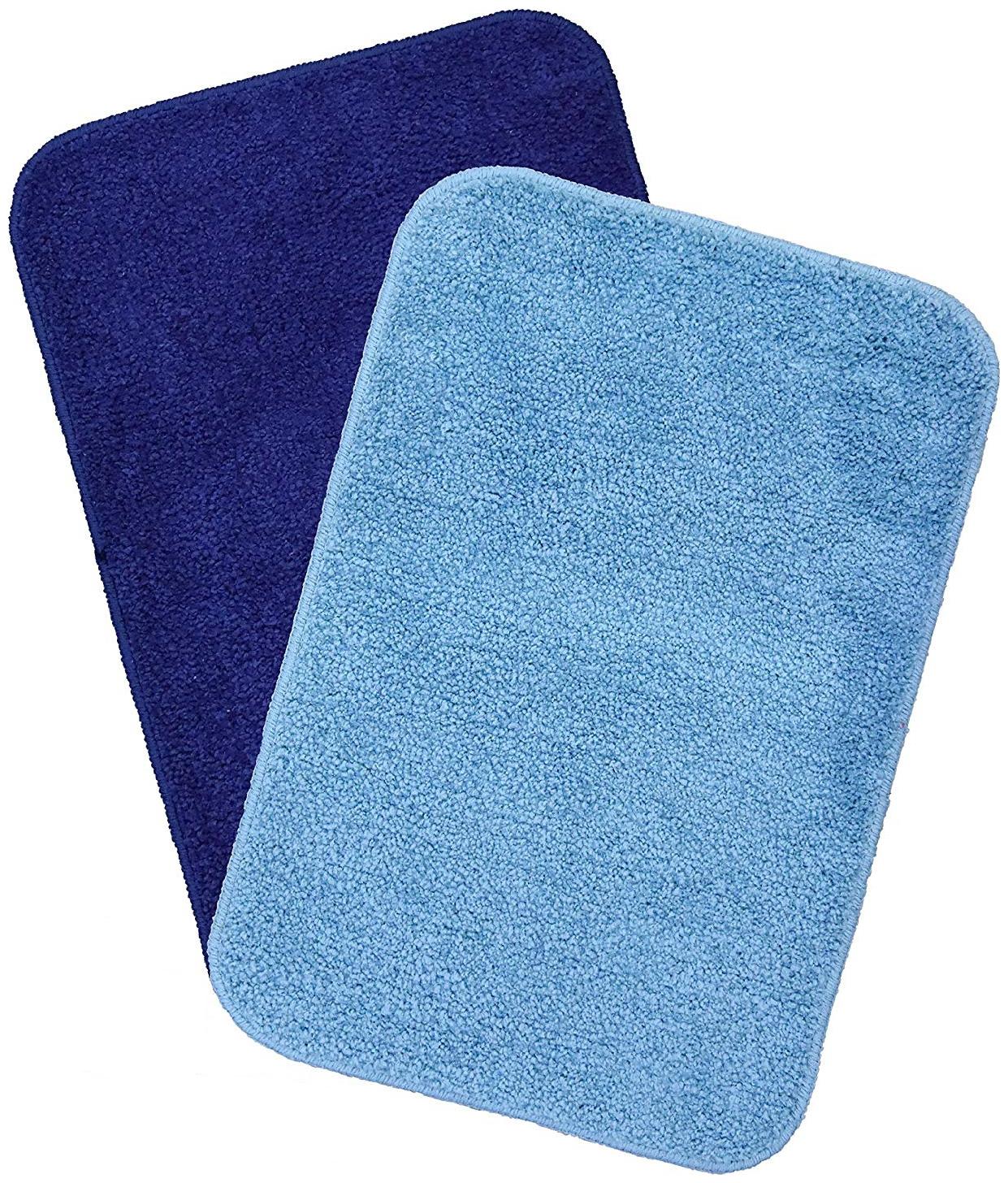 

Kridhay Natura Life Micro Fiber Bathmat Set 100 Machine Washable and Super Soft bathmat (40 X 60 Cms Set of 2 pcs Teal Navy)