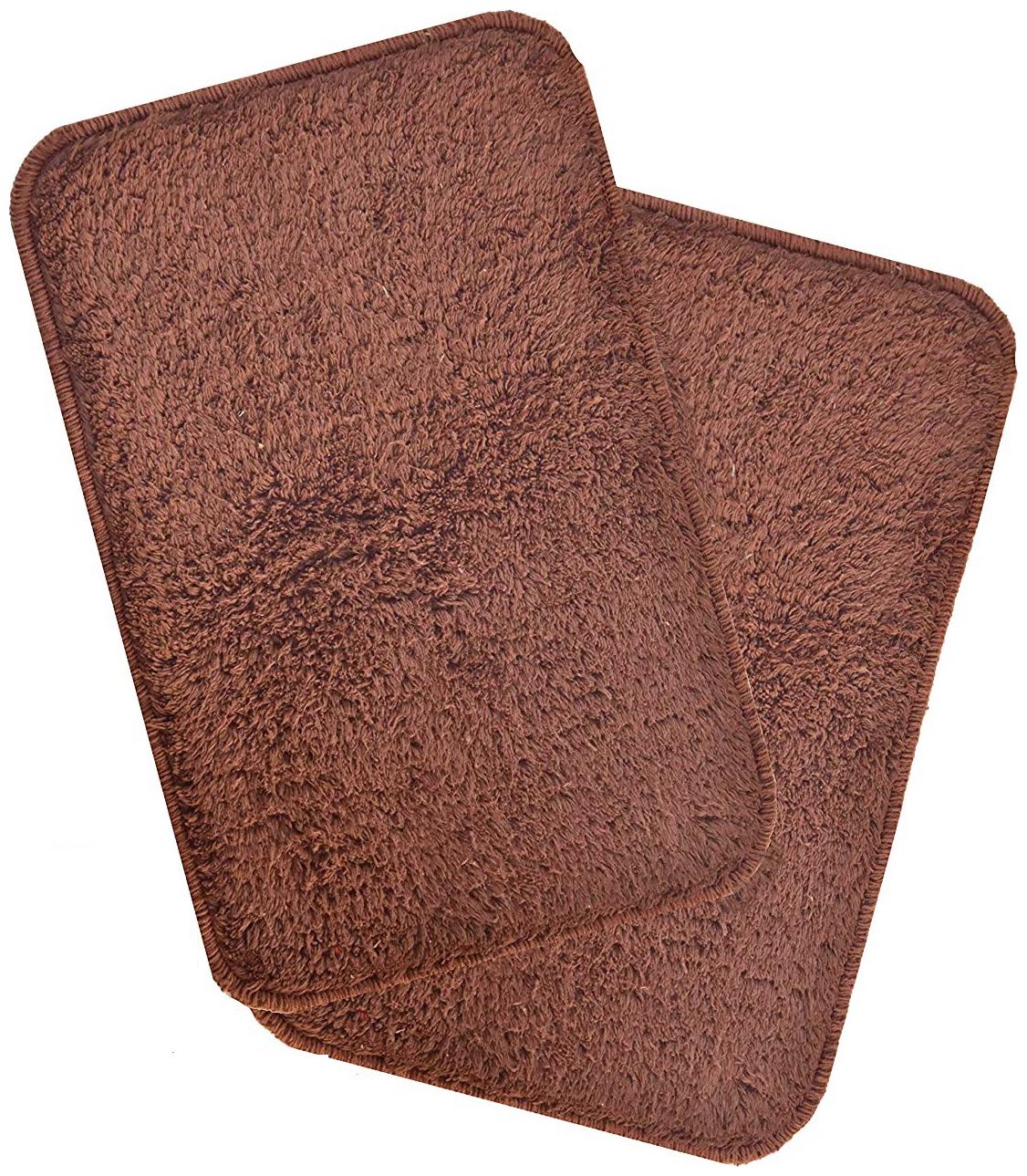 

Kridhay Natura Life Rubber Back Bathmat Set 100 Machine Washable and Super Soft bathmat (30 X 45 Cms Set of 2 pcs Choco)