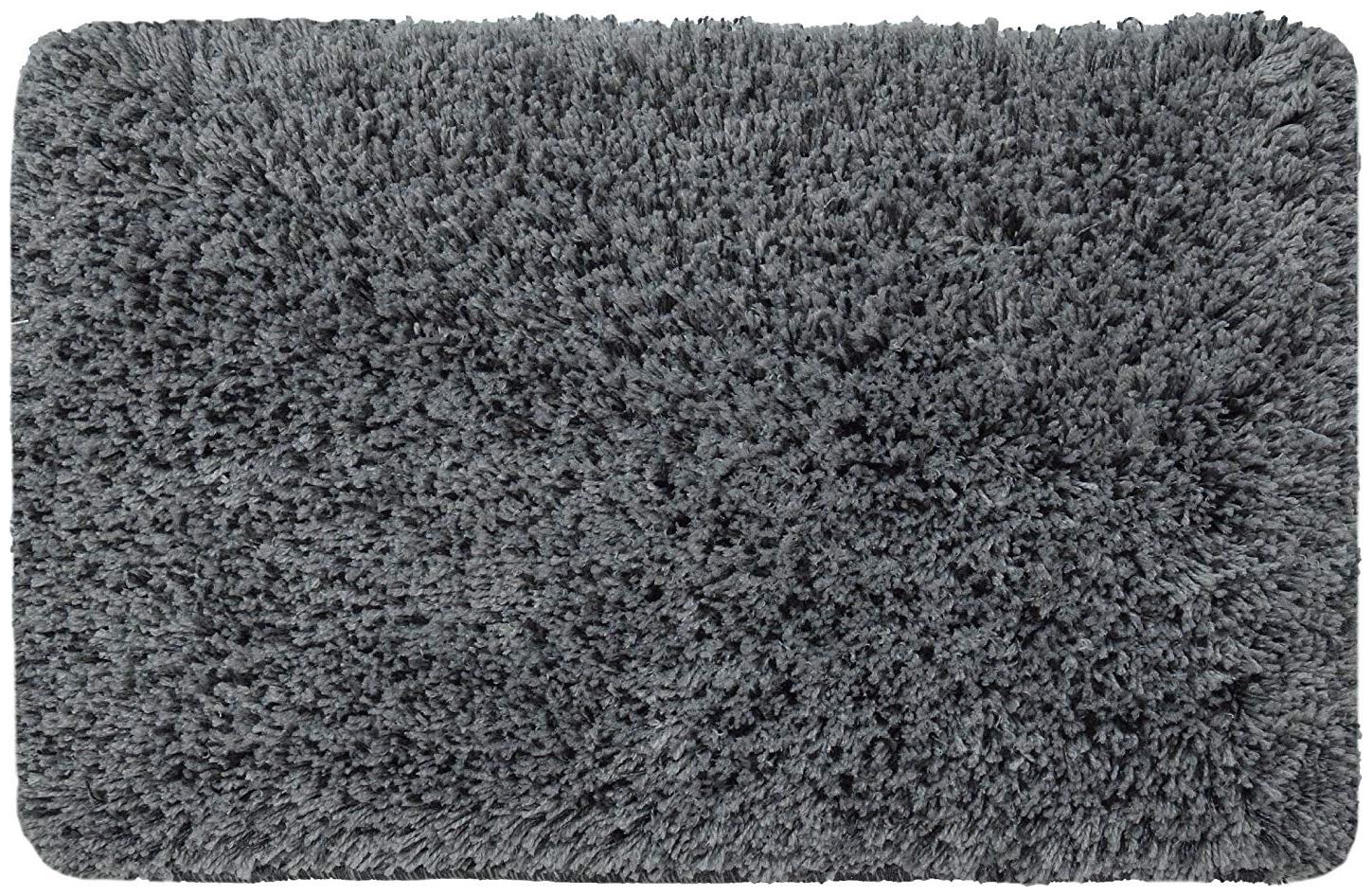 

Kridhay Natura Life Micro Poly Shag Double Shade 100 Machine Washable Super Soft Bathmat and Anti Skid Bathmat (Charcoal and Grey)