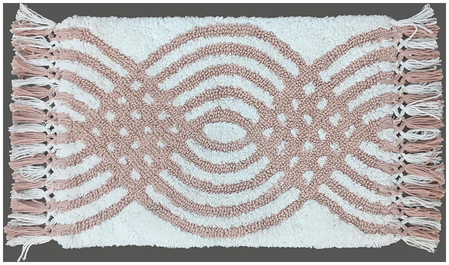

Kridhay Natura Life Curve Designer Reversible 100 Machine Washable and Super Soft bathmat (Peach)