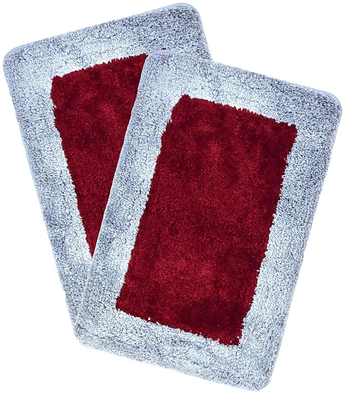 

Kridhay Natura Life Micro Border Bathmat 100 Machine Washable and Super Soft bathmat (30X45 Cms Set of 2 pcs Maroon)
