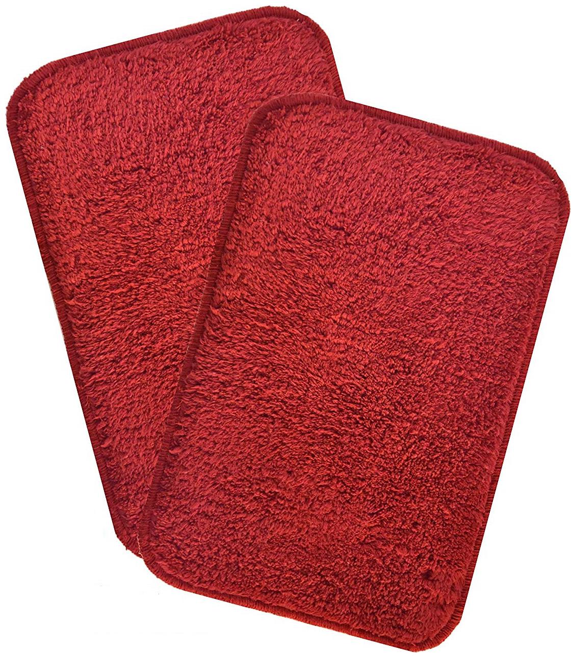 

Kridhay Natura Life Rubber Back Bathmats 100 Machine Washable Soft and Anti Skid bathmat Set of 2pcs- 40X60 cm (Maroon)