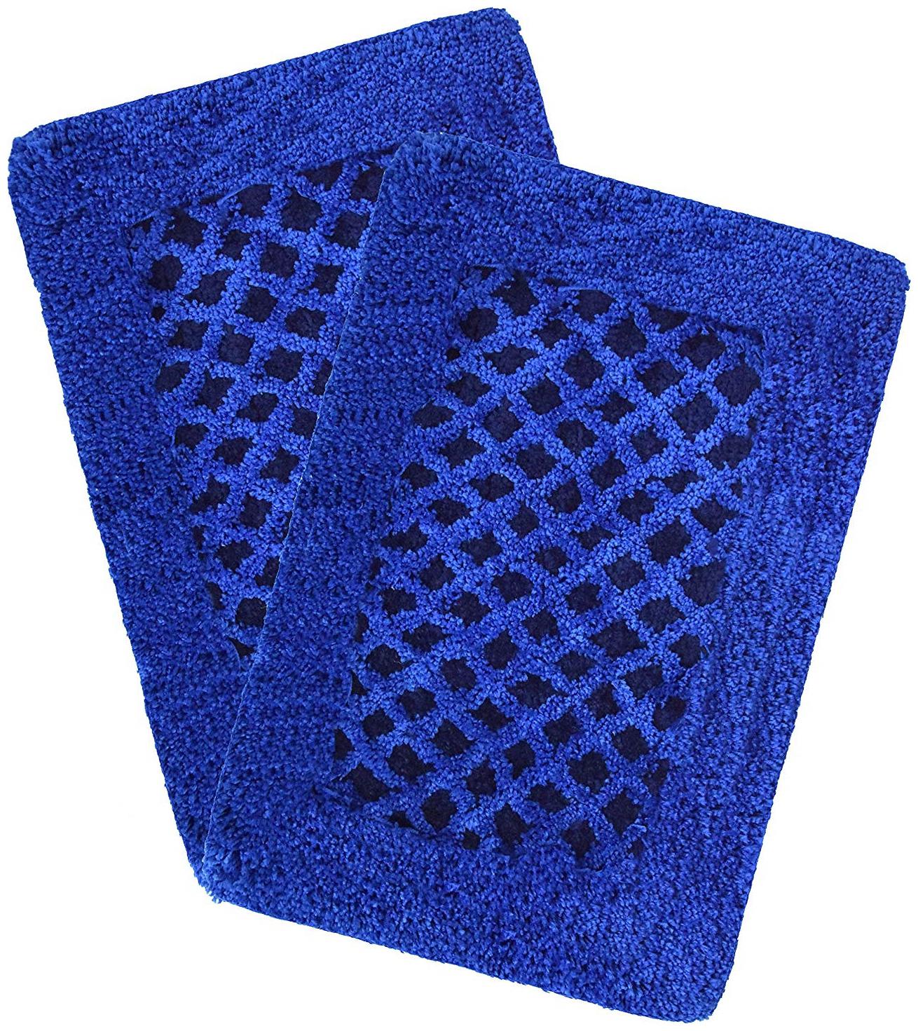 

Kridhay Natura Life Micro Diamond Bathmat 100 Machine Washable Anti-Skid and Super Soft bathmat (40X60 Cms Set of 2 pcs Blue)