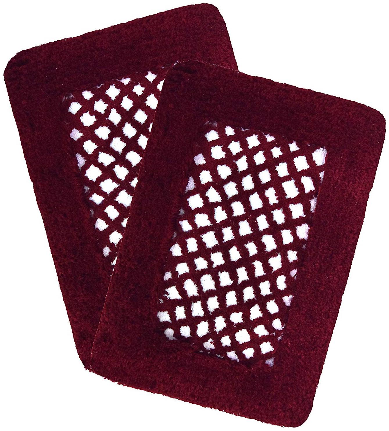 

Kridhay Natura Life Micro Diamond Bathmat 100 Machine Washable Anti-Skid and Super Soft bathmat (30X45 Cms Set of 2 pcs Maroon)