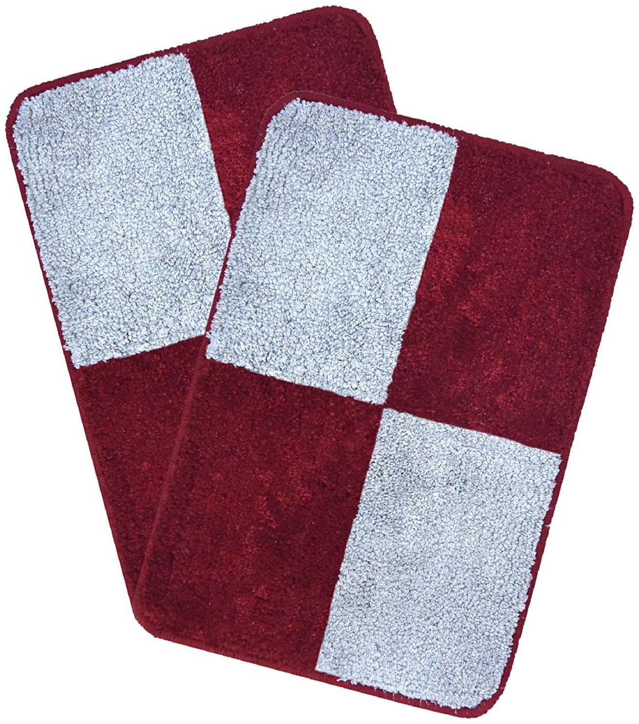 

Kridhay Natura Life Micro Patch Bathmat 100 Machine Washable Anti-Skid and Super Soft bathmat (30X45 Cms Set of 2 pcs Maroon)