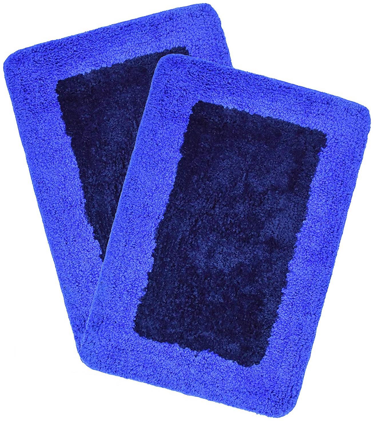 

Kridhay Natura Life Micro Border Bathmat 100 Machine Washable and Super Soft bathmat (30X45 Cms Set of 2 pcs Blue)
