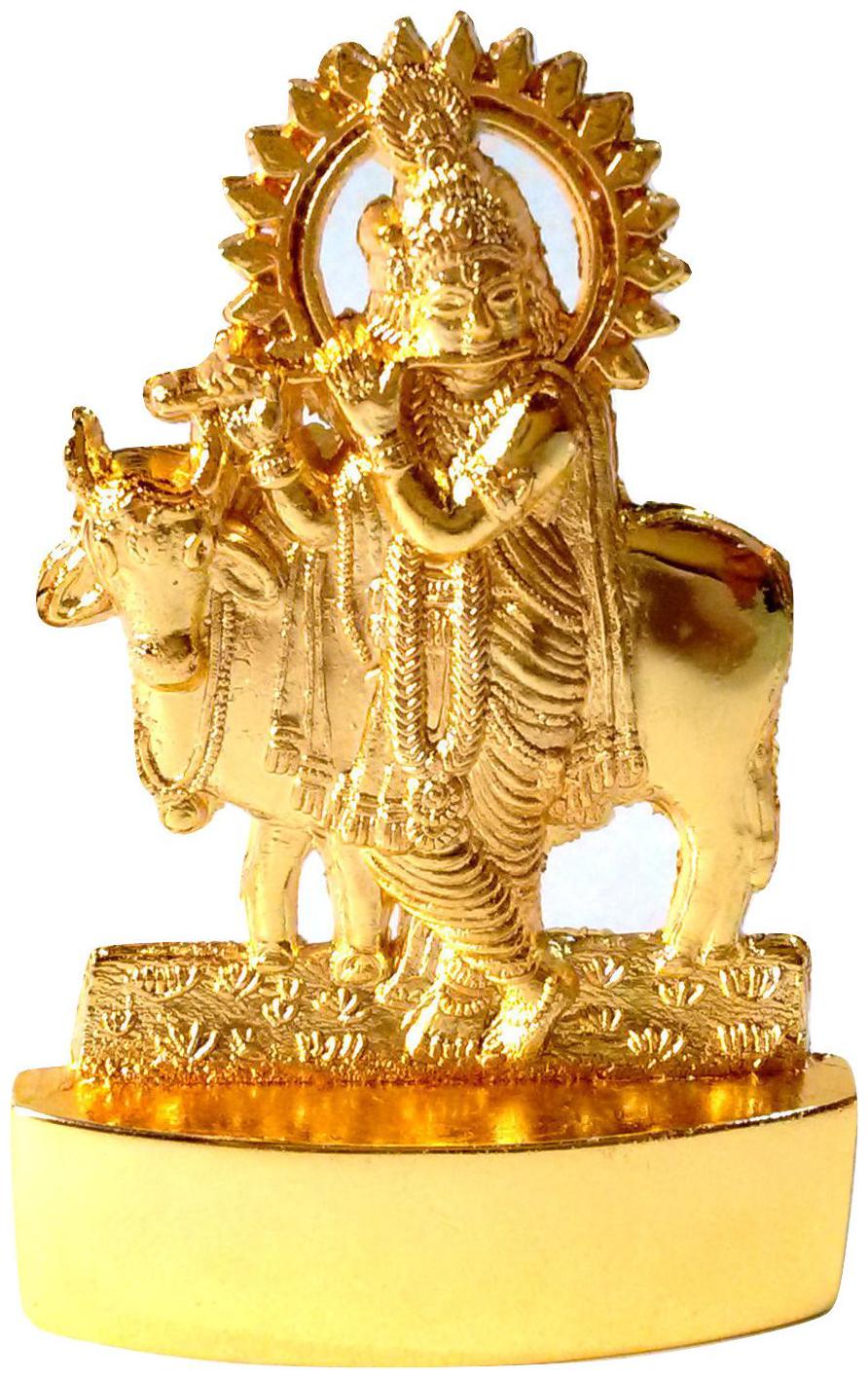 

KRISHAN WITH COW GOLD PLATED IDOL MURTI