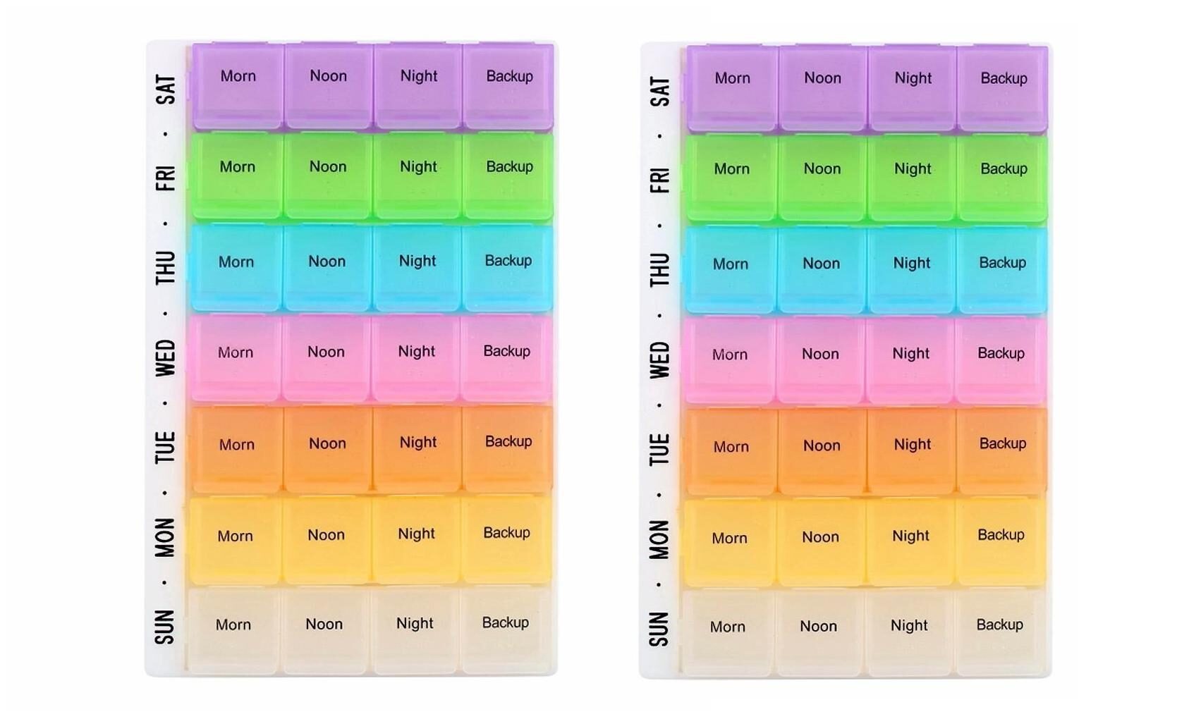 

Krivish Premium Quality Plastic 7 Day Weekly 28 Compartments Pill Box Morning Noon Night Backup Medicine Pill Organizer Tablet Storage