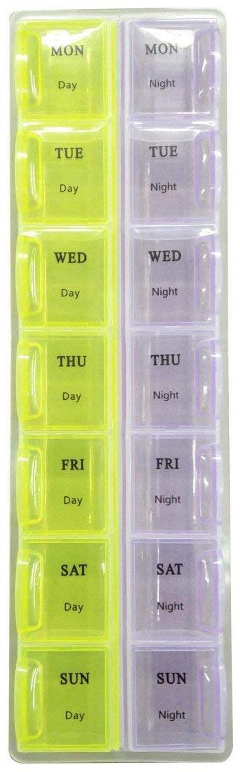 

Krivish Premium Quality Plastic 7 Compartment Day Night 7 Day Pill Reminder Portable Medicine Storage