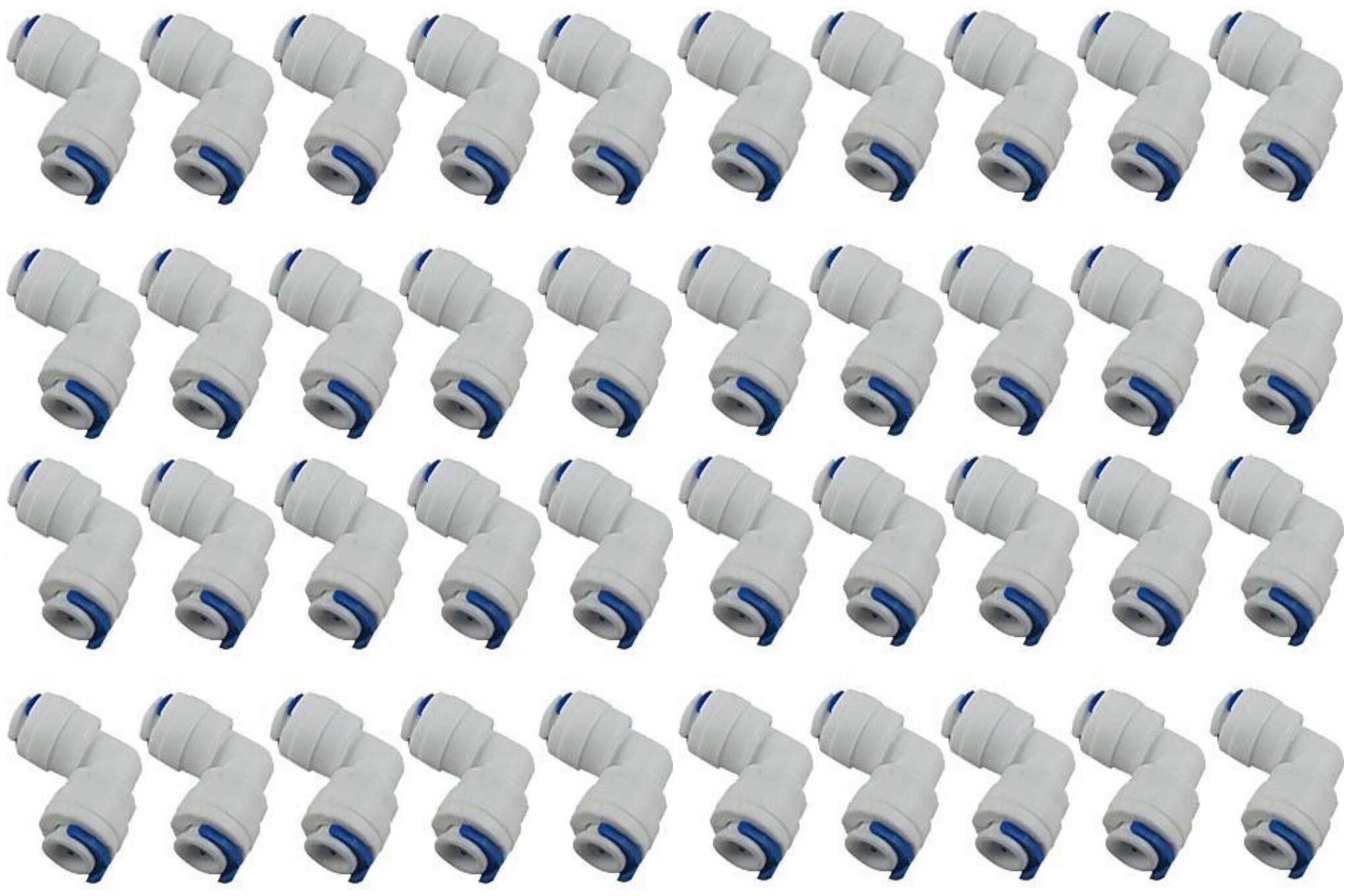 

KRPLUS 1 4 Inch Quick Connect to 1 4 Inch Quick Connect Push Fit type Elbow Connector for RO Water Purifier Tube Fitting (Pack of 40 Pcs )