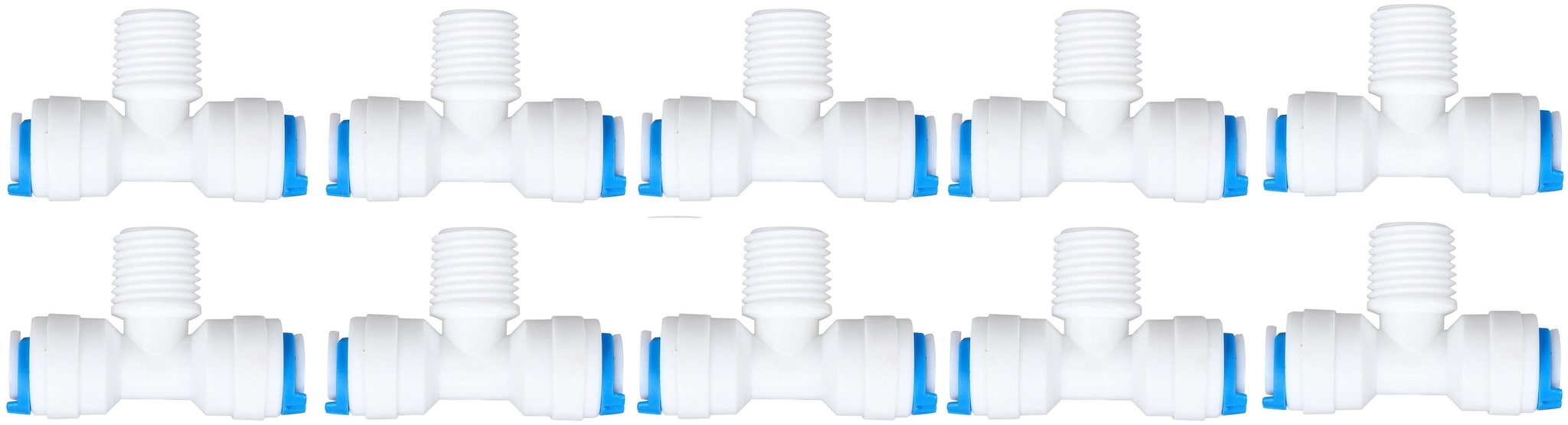 

KRPLUS 1 4 Inch Male Thread x 1 4 Inch Quick Connect x 1 4 Quick Connect 3 Way T Shape Elbow Connector for RO Water Purifier Tube Fitting (Pack of 10 Pcs )