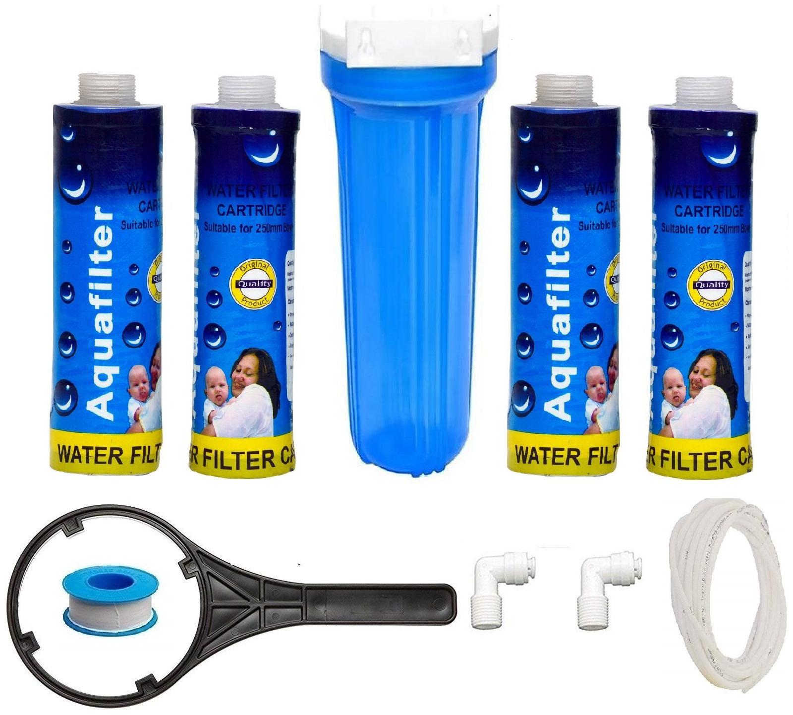 

KRPLUS 10 Inch Plastic Semi Transparent Pre Filter Housing With 4 Pcs 9 Inch Mlt Carbon Candle Spanner Key Teflon Tape 2 Pcs 1 4 Inch Elbow Connector 3 Meter 1 4 Inch Ro Pipe