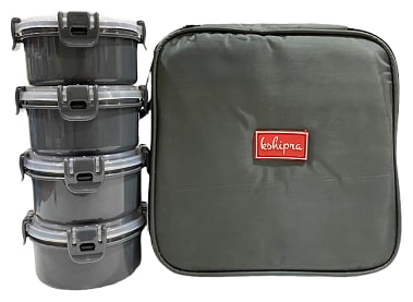 

Passion Bazaar Grey 4 Containers Lunch box ( Set of 1 350 ml )