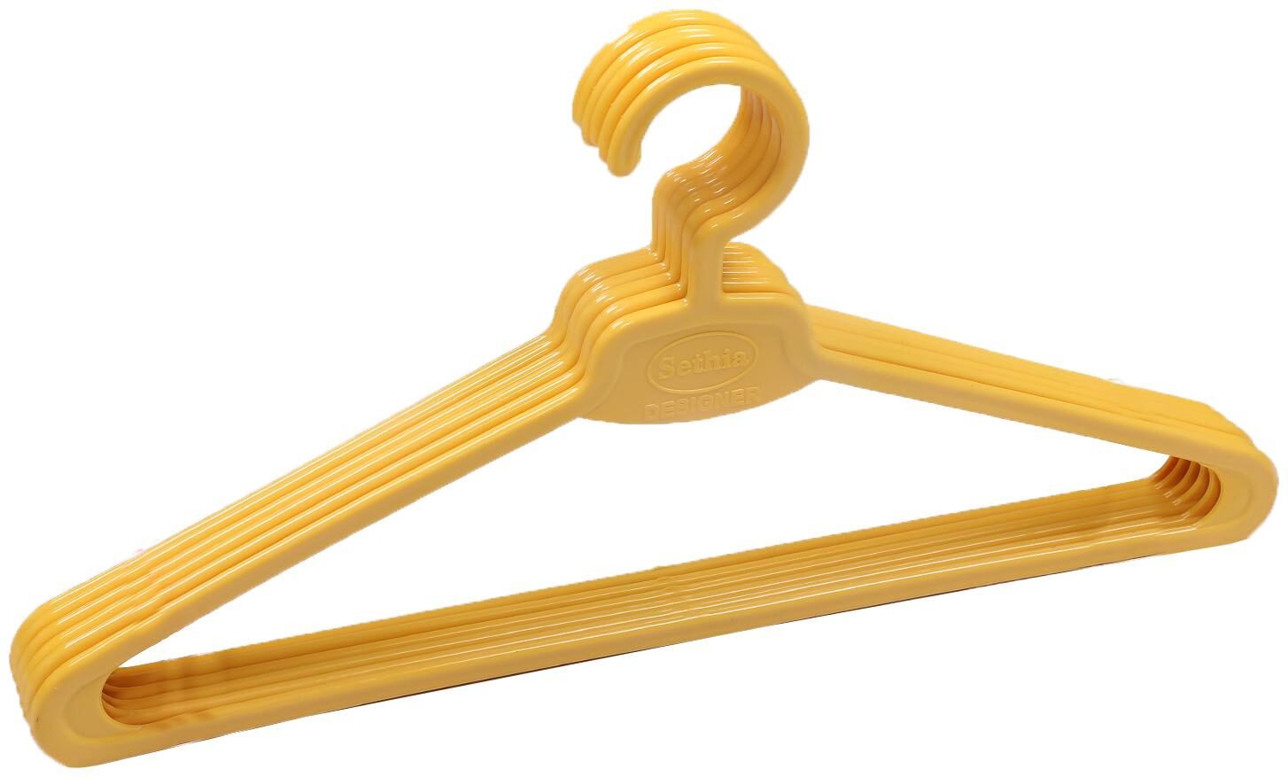 

Kuber Industries Plastic 6 pcs Hanger Set for wardrobe (Yellow) CTHH19515