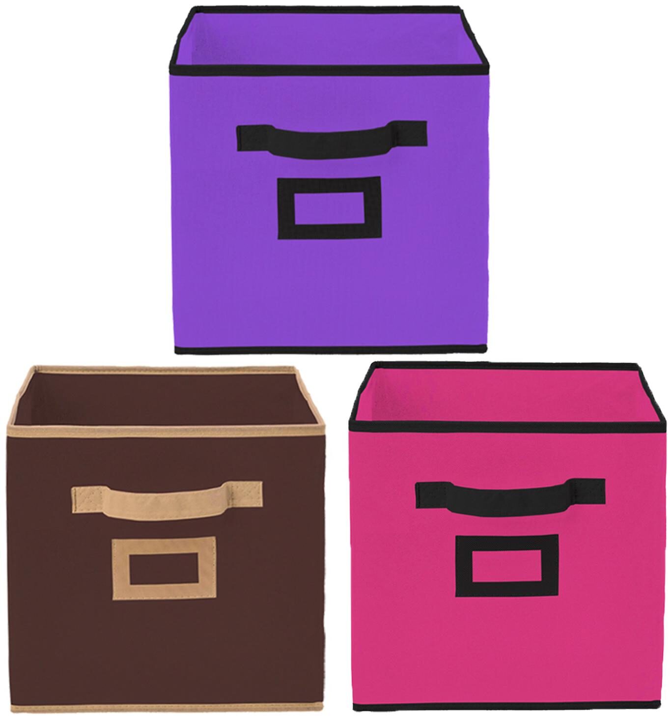 

Kuber Industries Non Woven 3 pcs Small Foldable Storage Organiser Cubes Boxes (Coffee Pink Purple) - CTHH16896