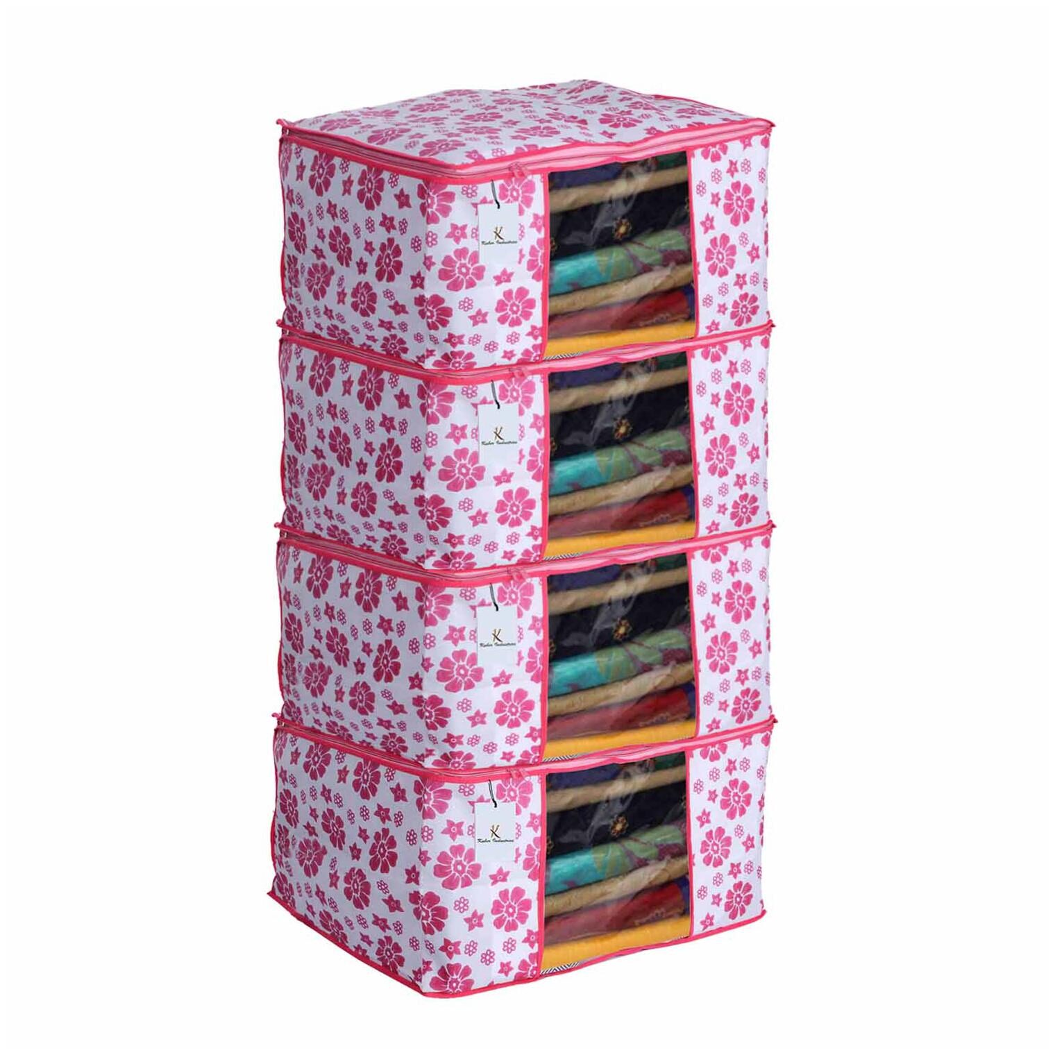 

Kuber Industries 4 pc Non Woven Saree Cover Set Pink Large Size CTHH11712