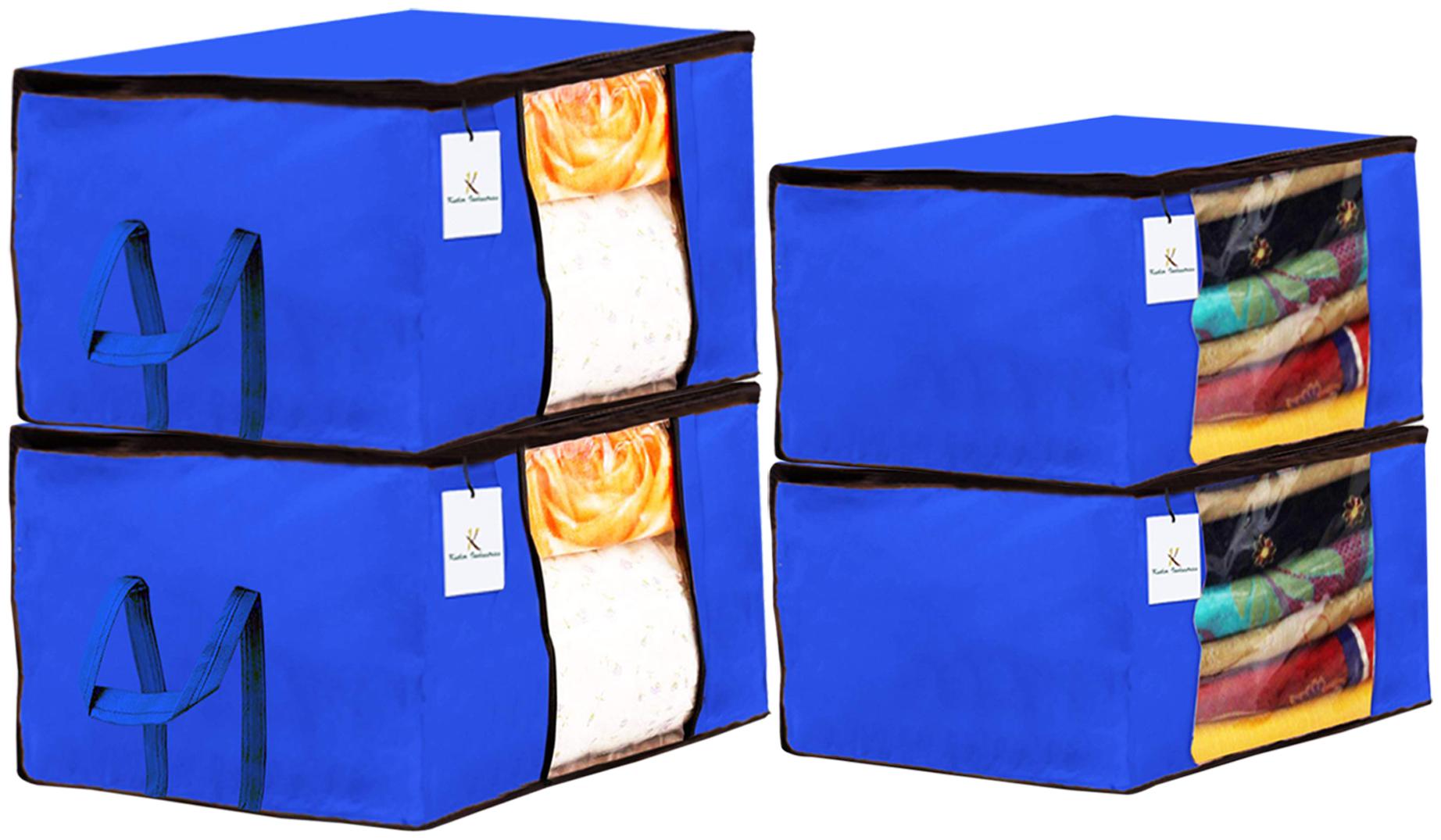 

Kuber Industries Non Woven 2 pcs Saree Cover And 2 pcs Underbed Storage Bag Cloth Organizer For Storage Blanket Cover Combo Set (Royal Blue) - CTHH17870