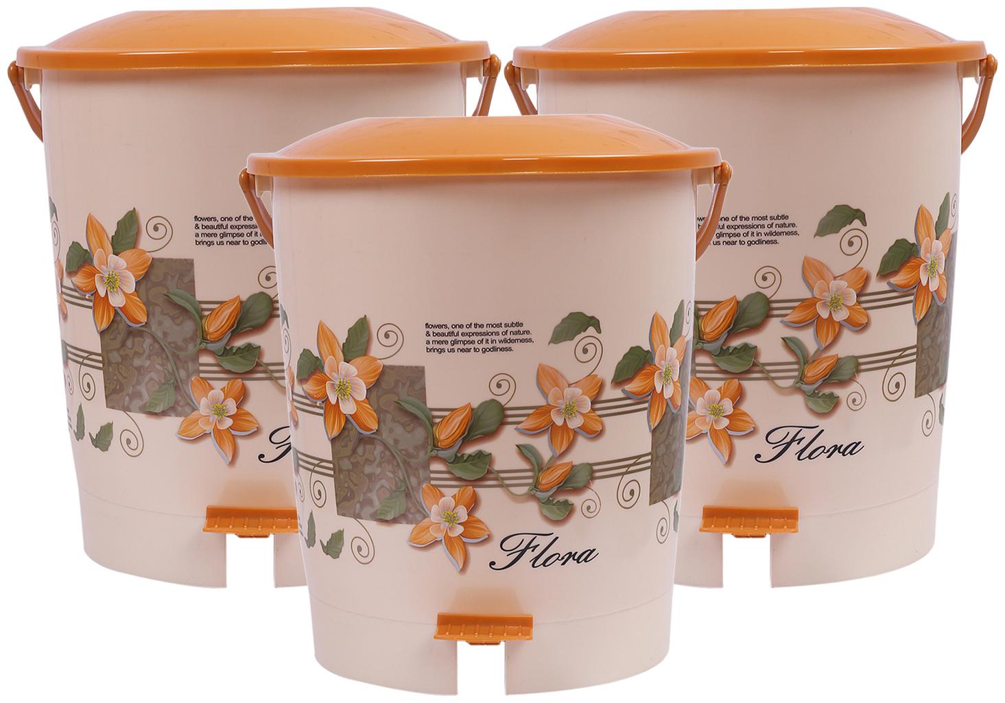 

Kuber Industries Virgin Plastic 3 pcs Dustbin Garbage Bin with Handle 10 L (Cream) -CTLTC10866 CTHH12339