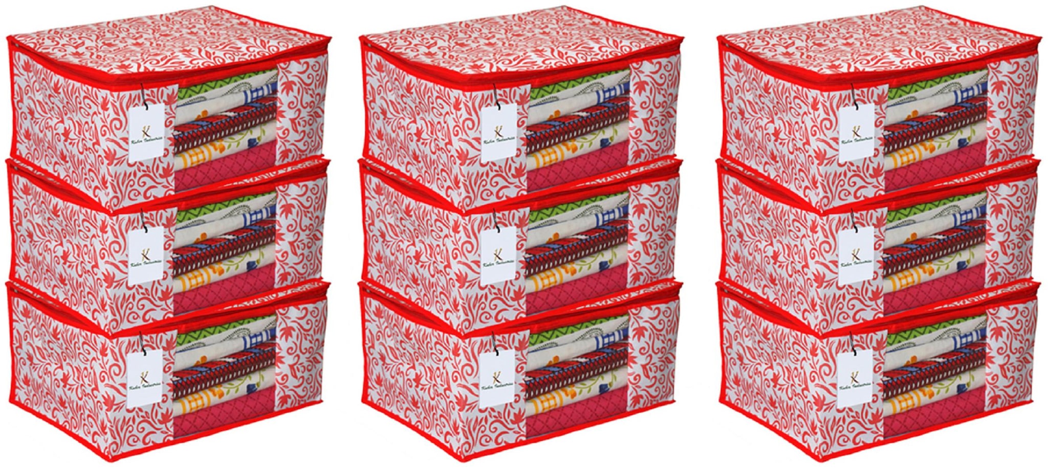

Kuber Industries 9 pcs Non-Woven Extra Large Saree Cover (Red)- CTHH11560