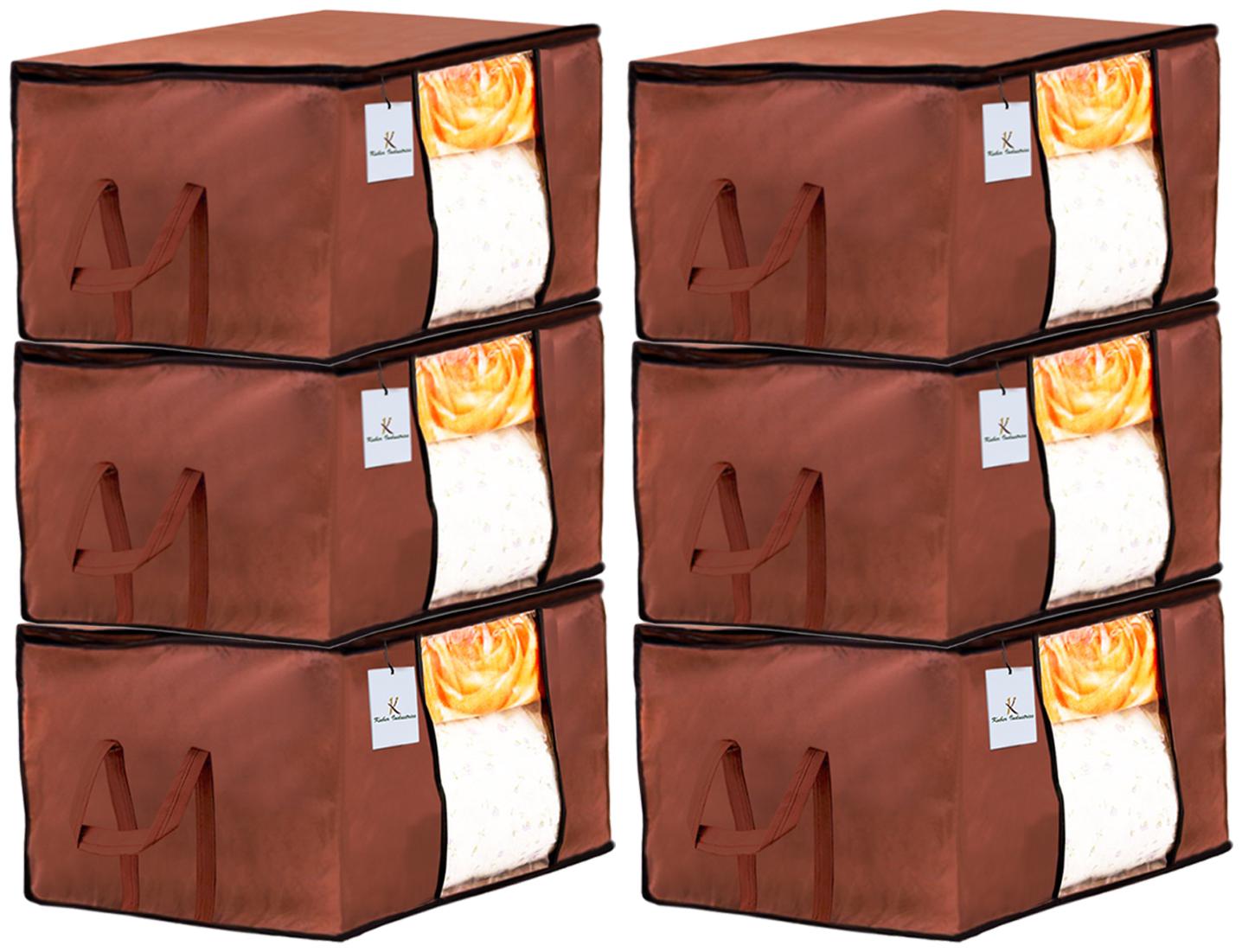 

Kuber Industries Underbed Storage Bag Storage Organiser Blanket Cover Set of 6 - Dark Brown Extra Large Size CTHH14266