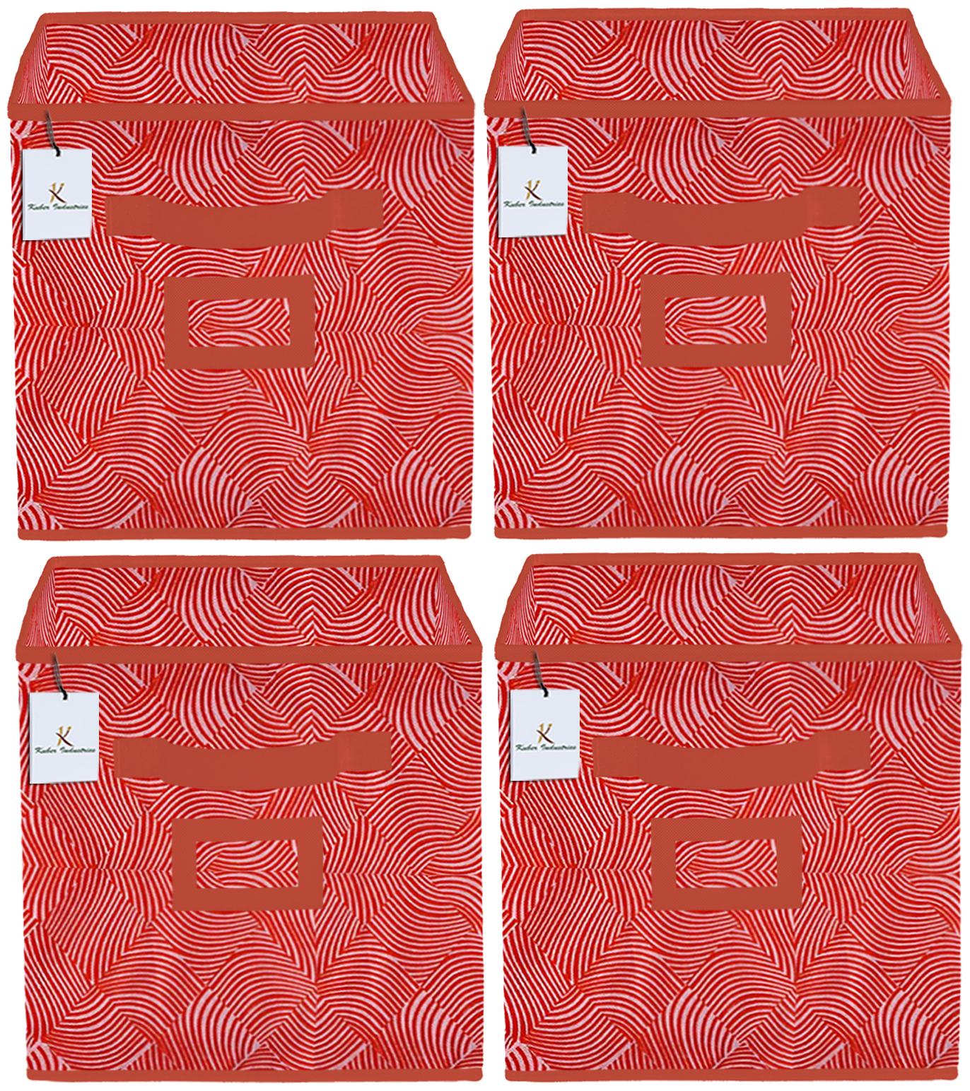 

Kuber Industries Laheriya Design Non Woven 4 pcs Small Foldable Storage Organiser Cubes Boxes (Orange) - CTHH17115