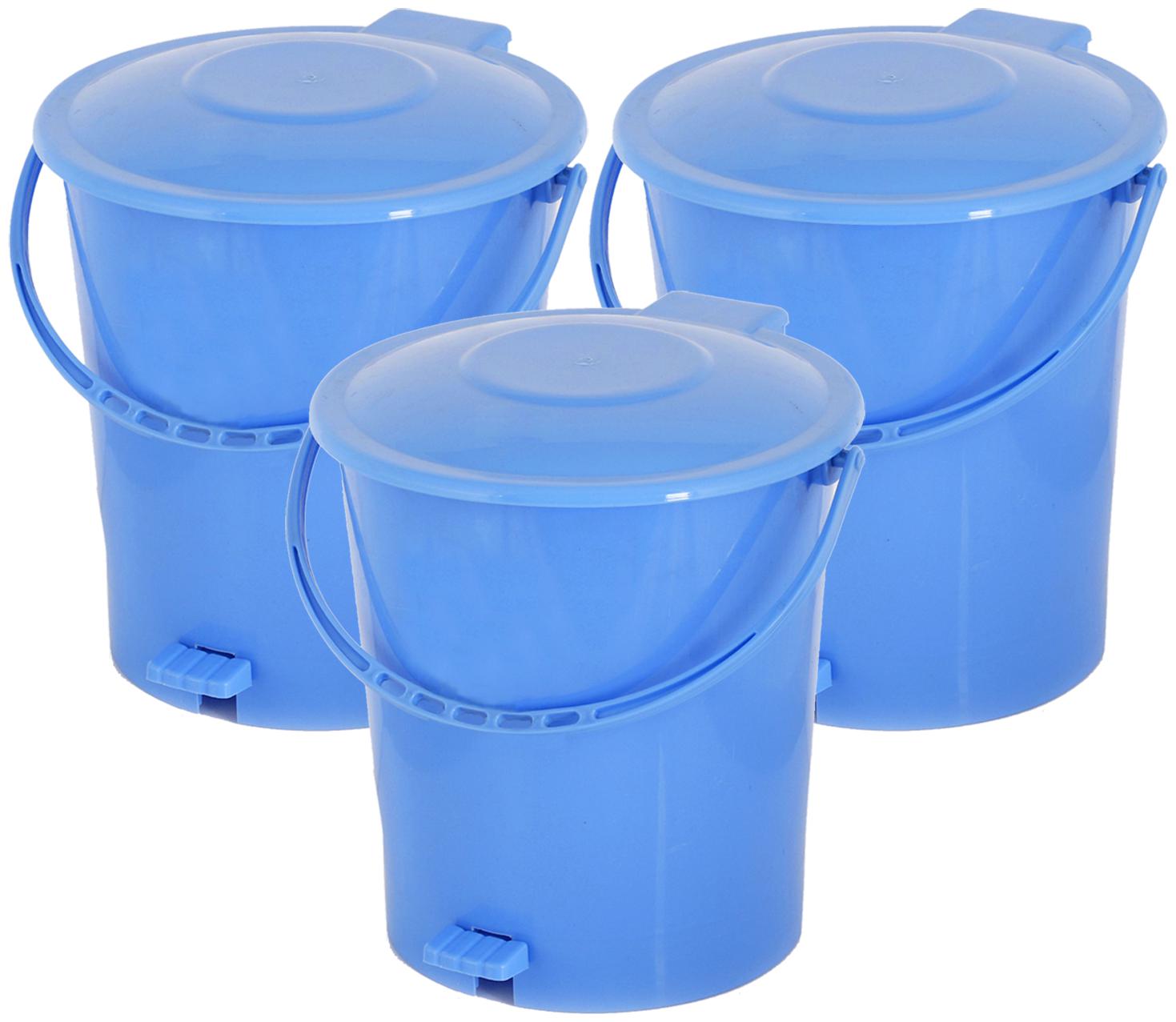 

Kuber Industries 3 pcs Plastic Dustbin Garbage Bin with Handle 10 L (Blue) - CTHH16352