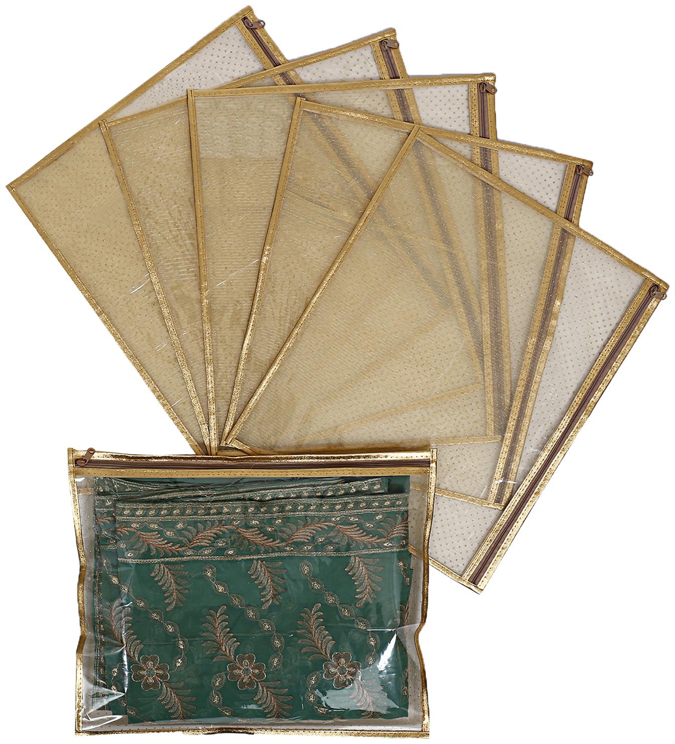

Kuber Industries PVC 6 pcs Single Packing Saree Cover (Gold)- CTHH10624
