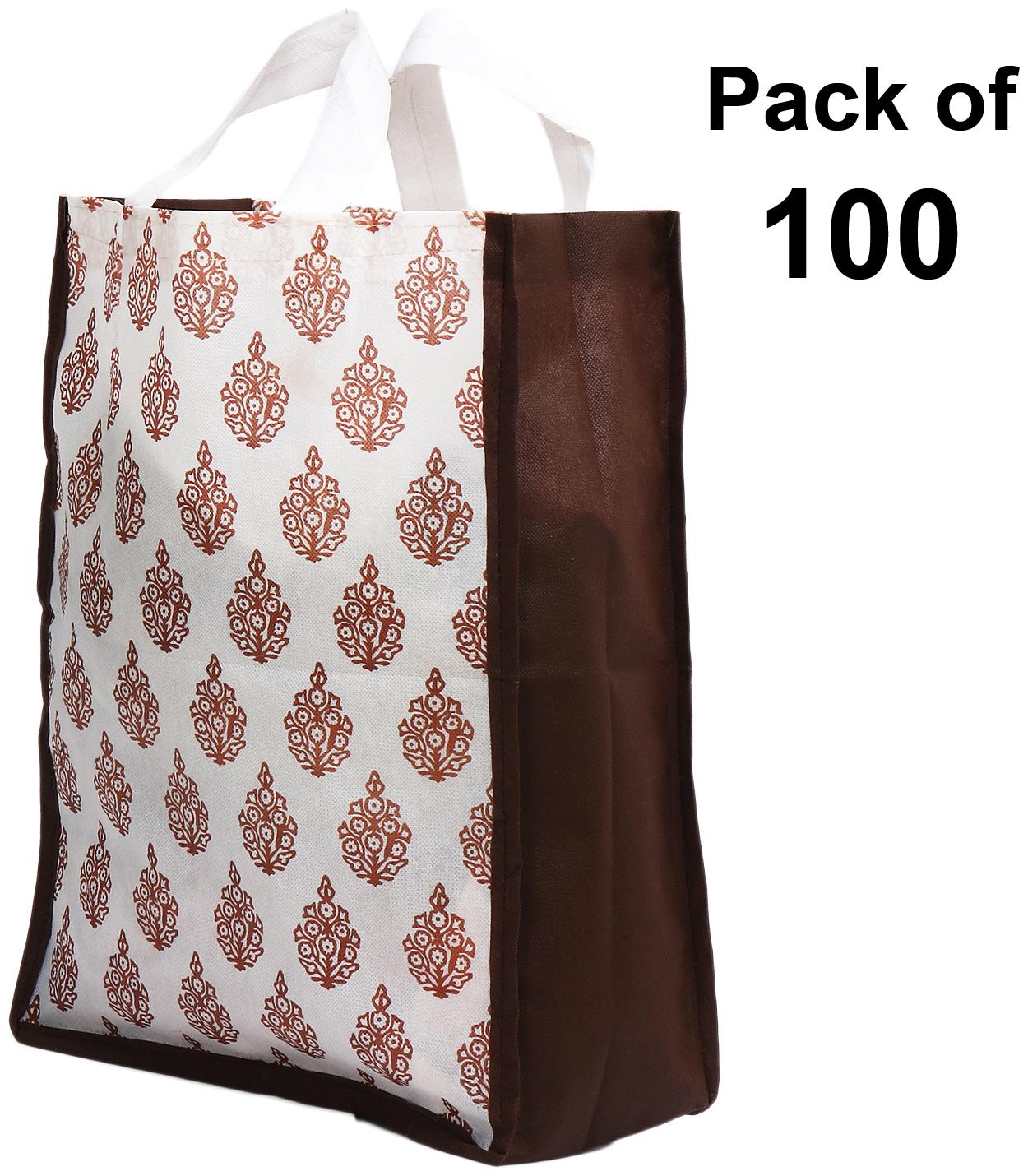 

Kuber Industries Medium Size 100 pcs Non Woven Eco-Friendly Reusable Multipurpose Shopping Carry Bags (Brown) - CTHH14582