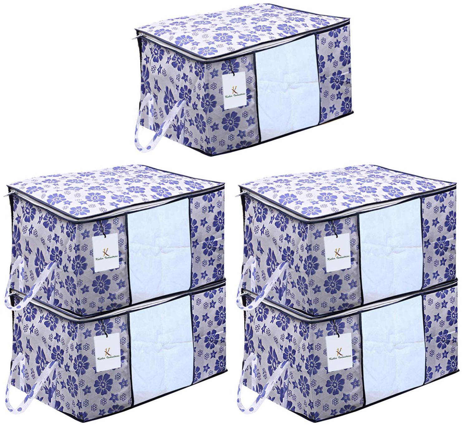 

Kuber Industries Underbed Storage Bag Storage Organiser Blanket Cover Set of 5 pc - Royal blue Extra Large Size CTHH11798